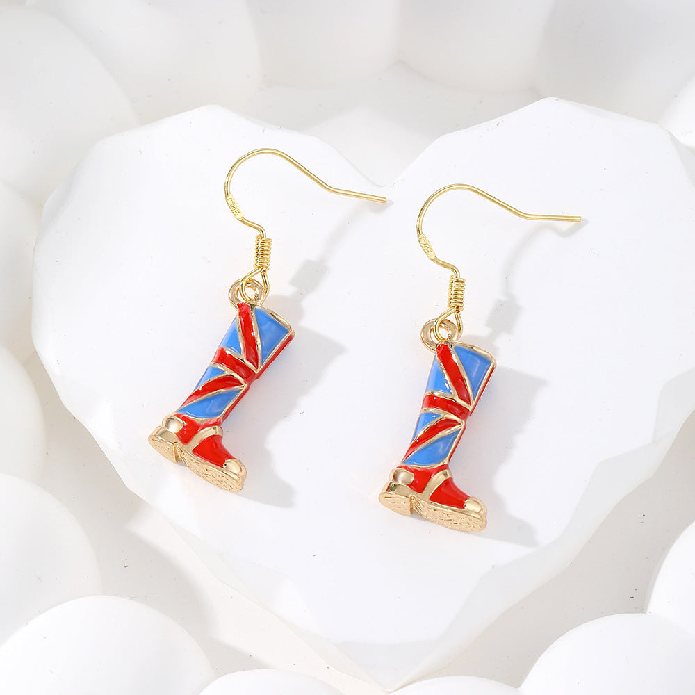 Wholesale 3D Cartoon Guard Boots Alloy Oil Drop Earrings