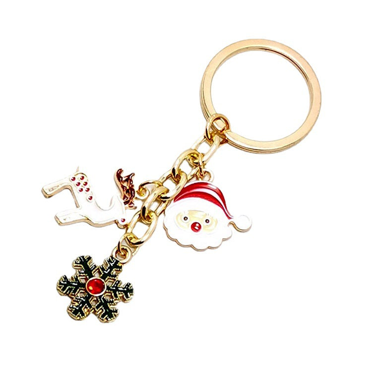 Wholesale Christmas Santa Claus Elk Snowman Alloy Keychain