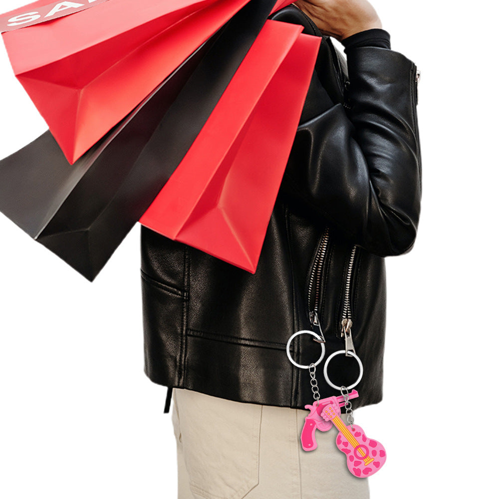 Wholesale Random 20pcs Cartoon Pink Western Denim PVC Keychain