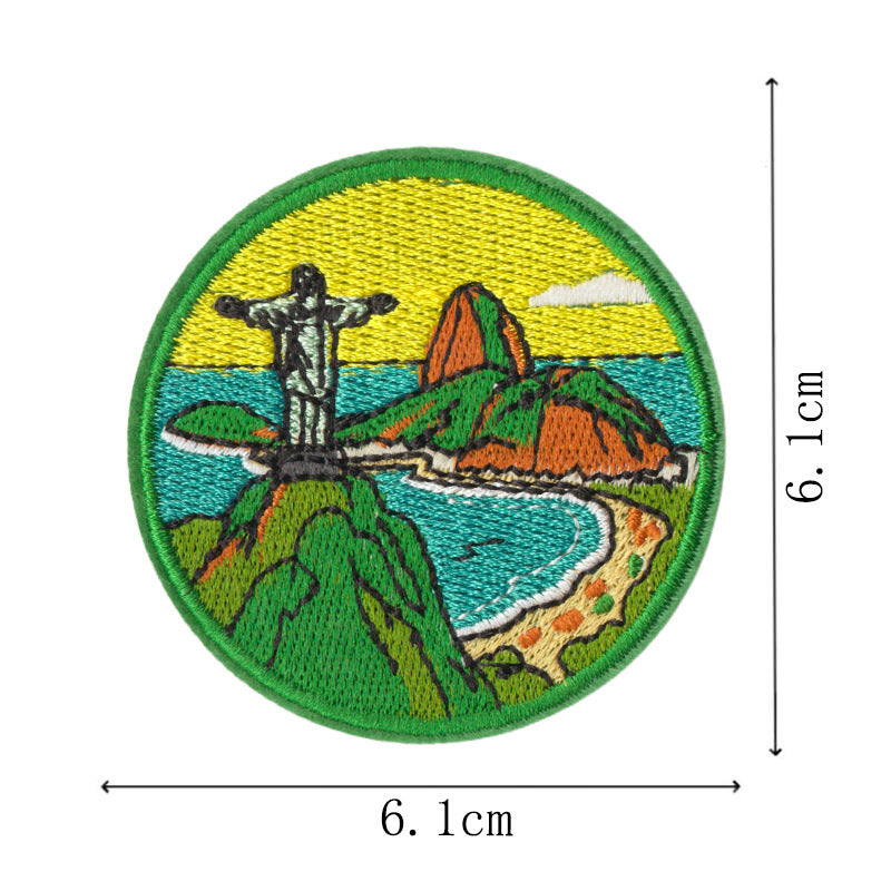 Wholesale World Landmark Embroidered Iron On Patches 9 Pack Commemorative Souvenir Badge Style No Sew DIY Decorative For ets Craft Accessory