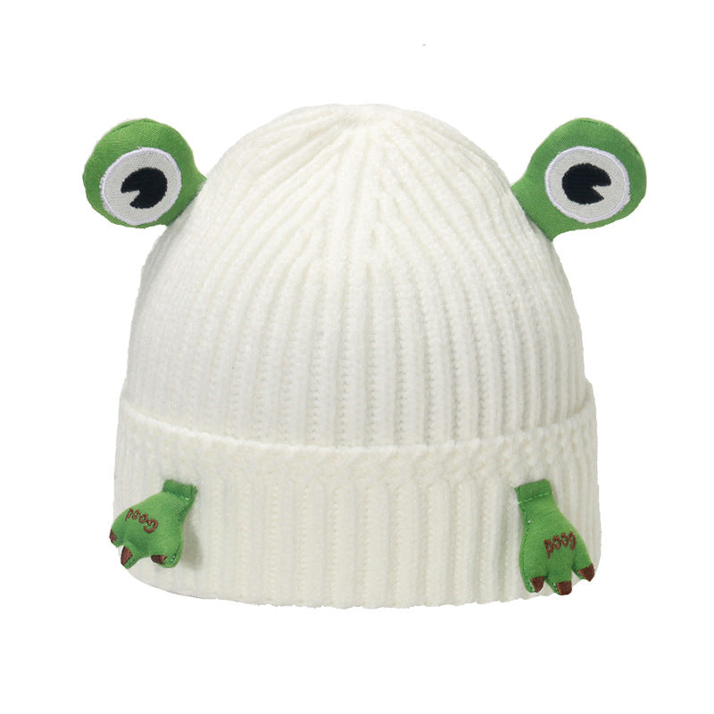 Wholesale 2023 Autumn and Winter New Cute Cartoon Frog Acrylic Earmuffs Head Cap Woolen Hat