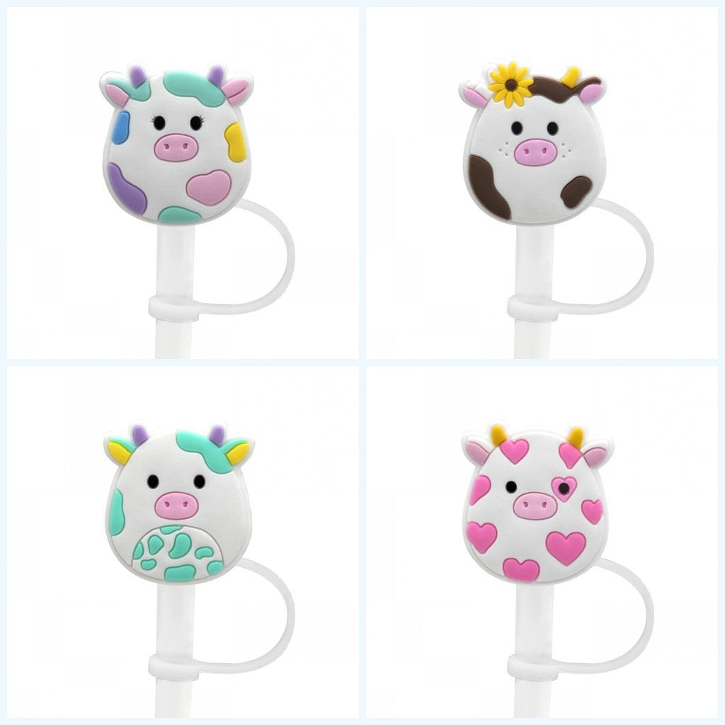 Wholesale of 10pcs Cute Doll Silicone Straw Sets