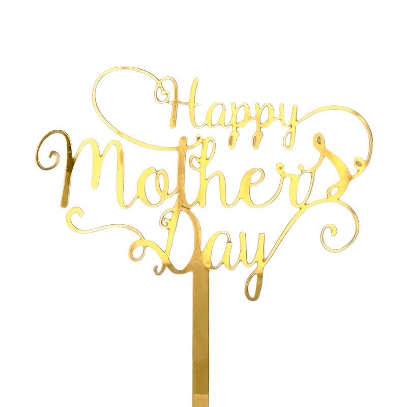 Wholesale 10PCS/PACK Mother's Day Happy Acrylic Cake Insertion