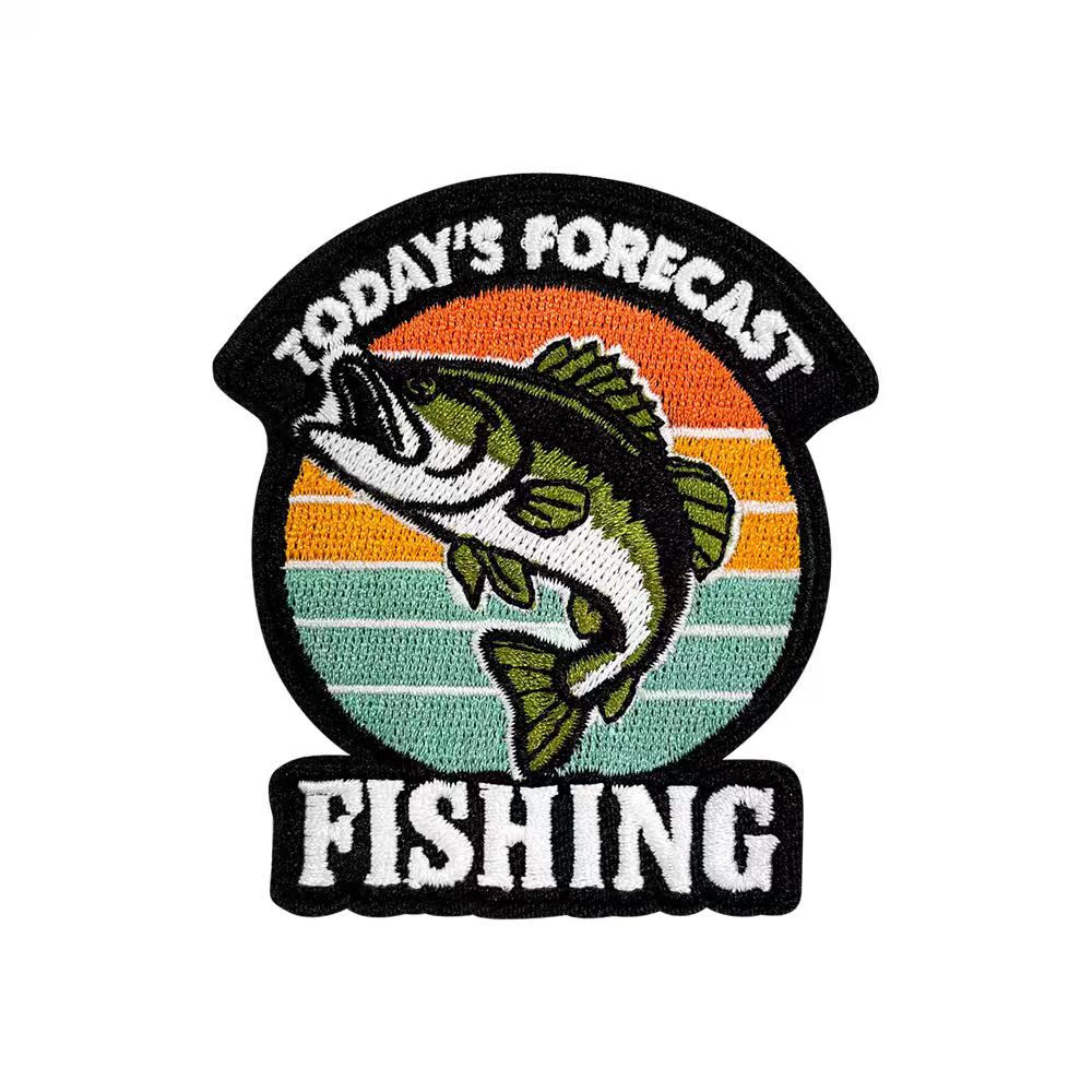 Wholesale Polyester Embroidered Fish Patch Iron On Angler Badge For Hats And Shoes Stylish DIY Accessory