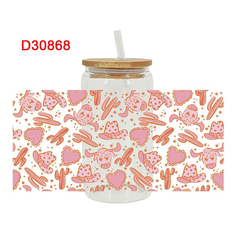 Wholesale Western style hat and clothing series 16oz Cup UV DTF Wraps