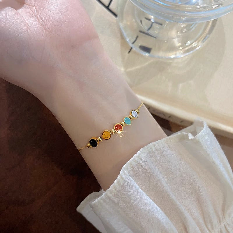 Wholesale Colorful Smiley Oil Dripping Titanium Steel Necklace