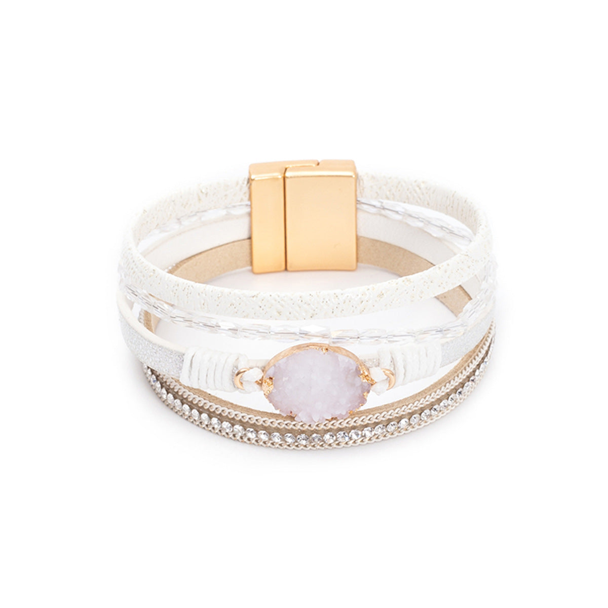 Wholesale Crystal Studded Vintage Ethnic Style Beaded Leather Bracelet