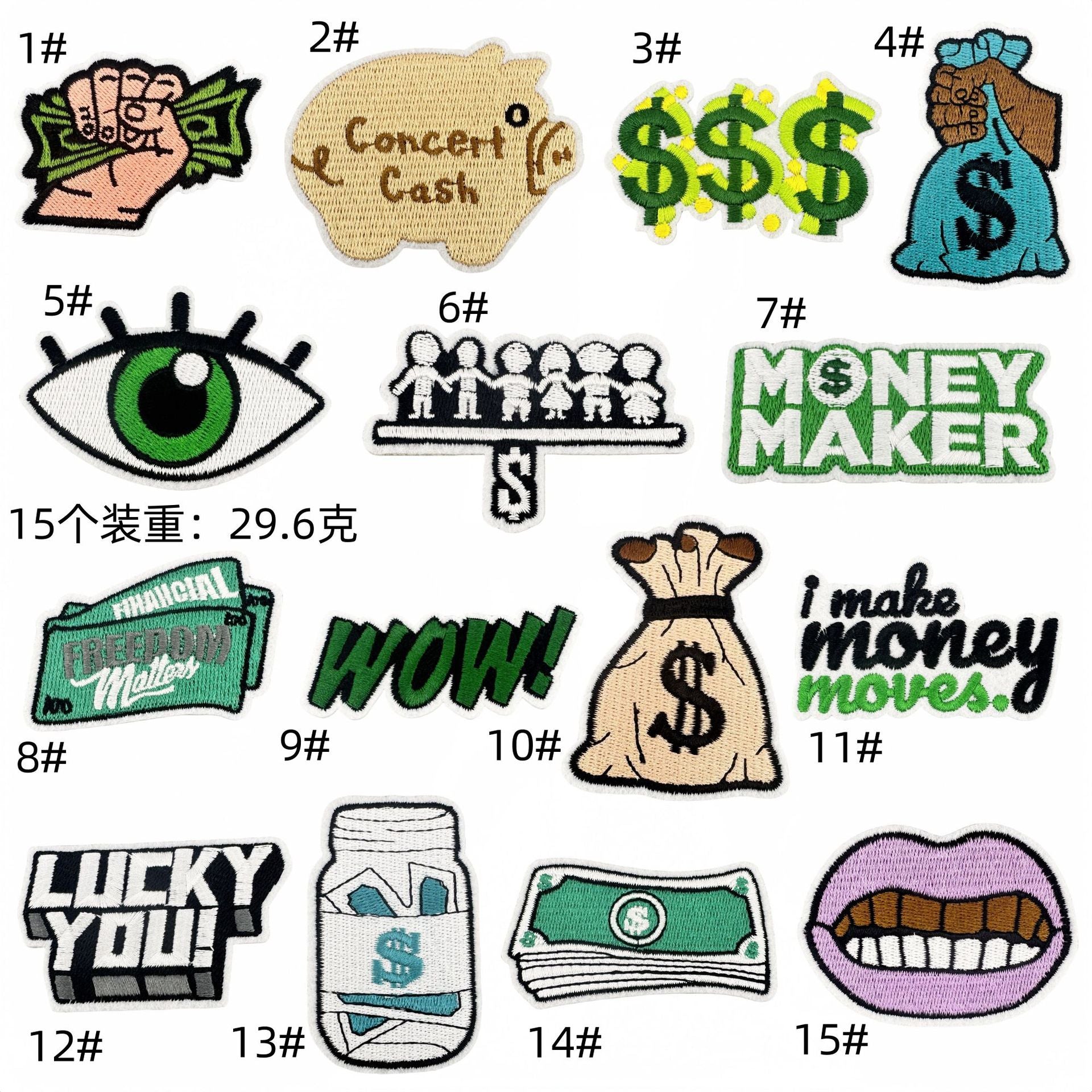 Wholesale Cartoon money banknotes Embroidery DIY Patches