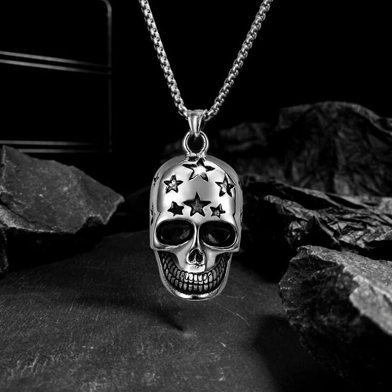 Wholesale Domineering Star Skull Titanium Steel Punk Men's Necklace