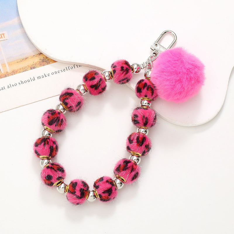 Wholesale Plush Ball Beaded Mobile Phone Lanyards