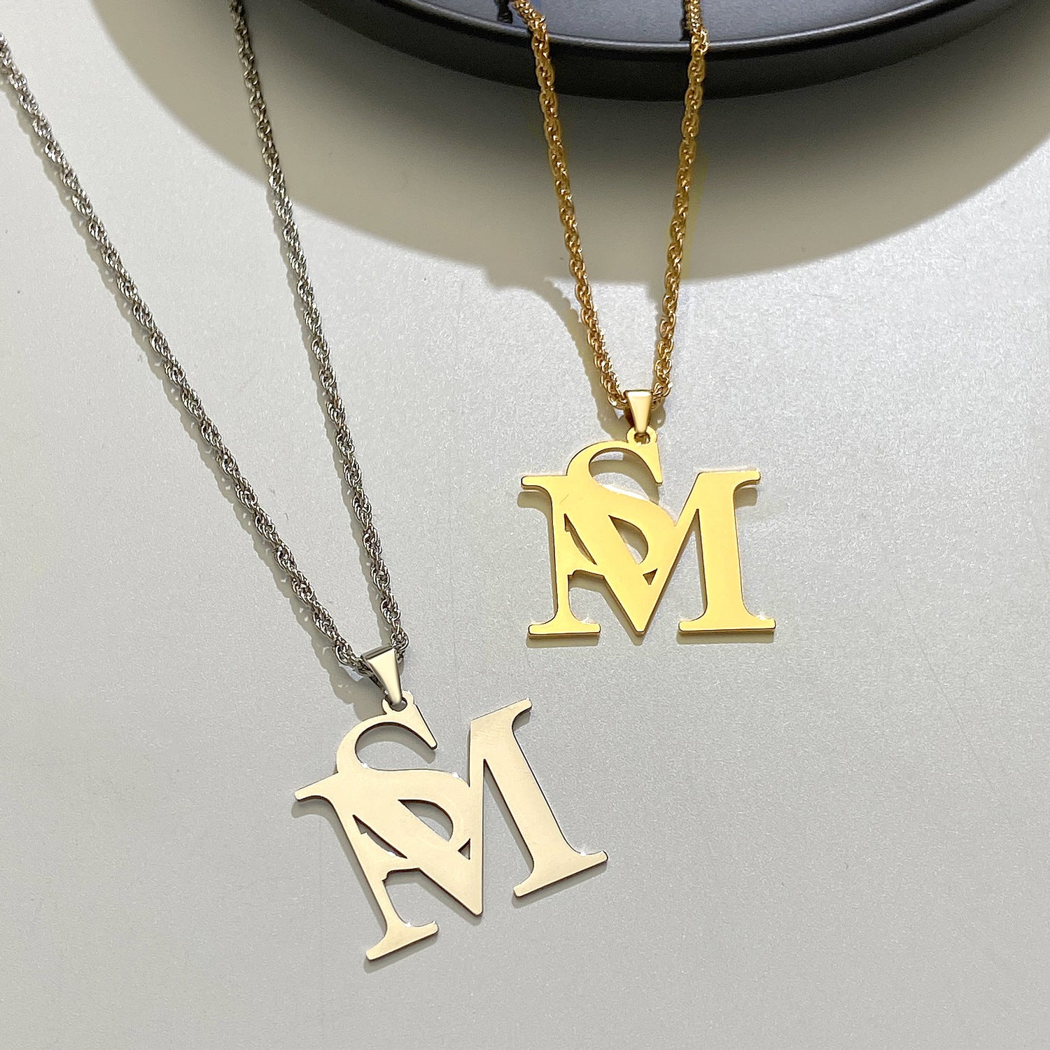 Wholesale Stainless Steel Glossy SM Letter Necklace Clavicle Chain