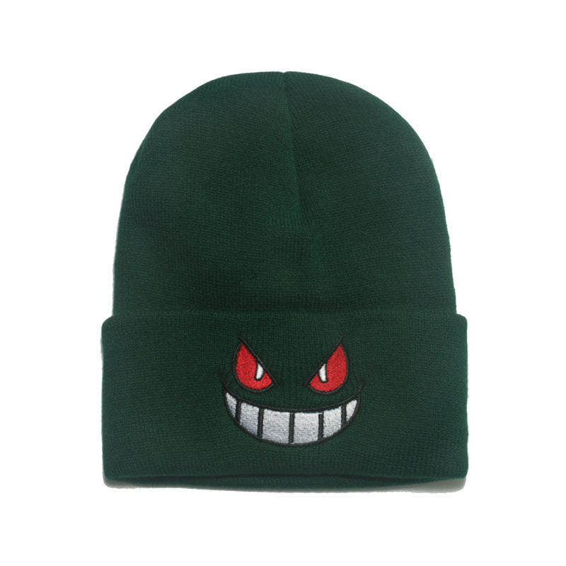 Wholesale Autumn and Winter Cartoon Big Mouth Red Eyes Embroidered Acrylic Knitted Hat