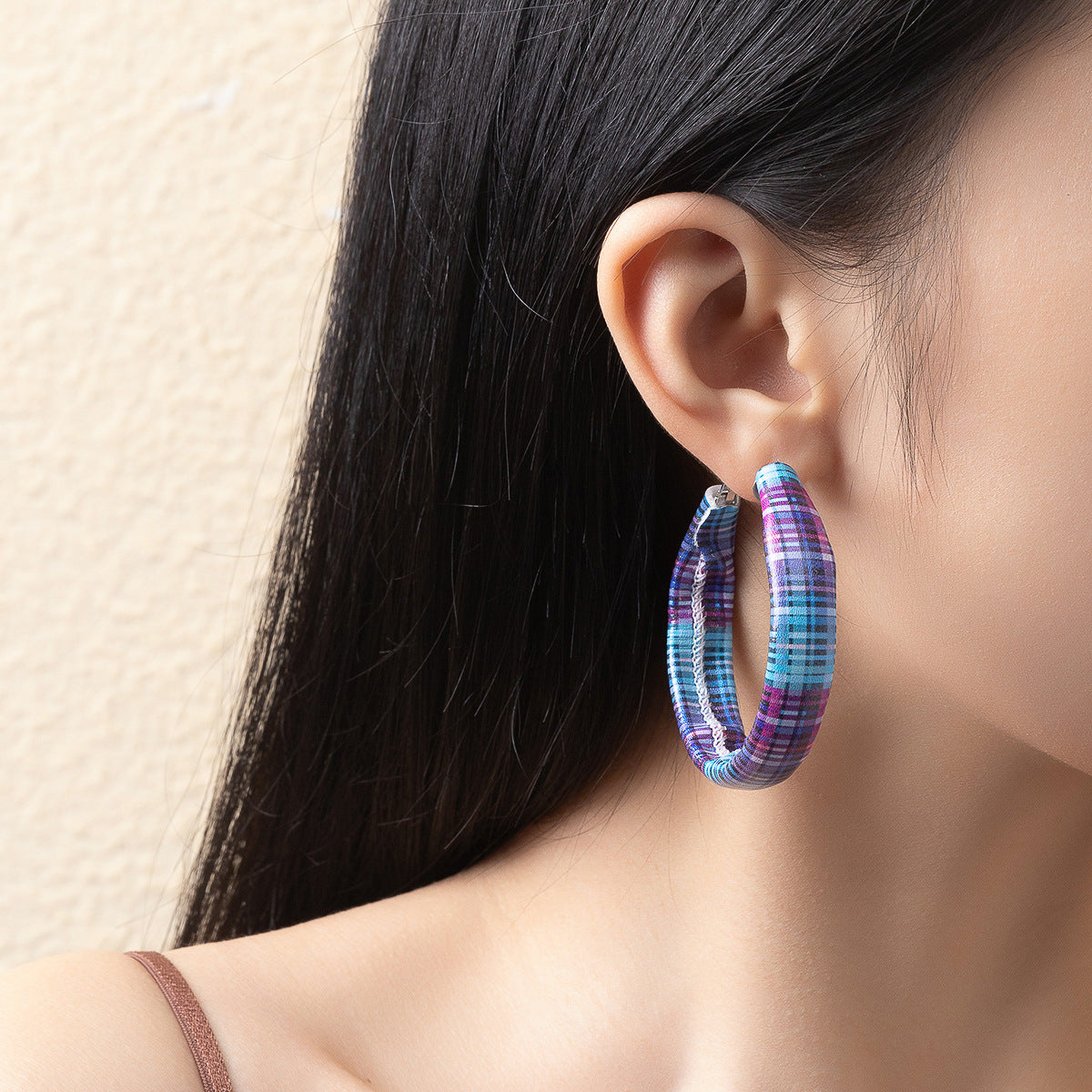 Pendientes de cuero de copo de nieve de leopardo a cuadros