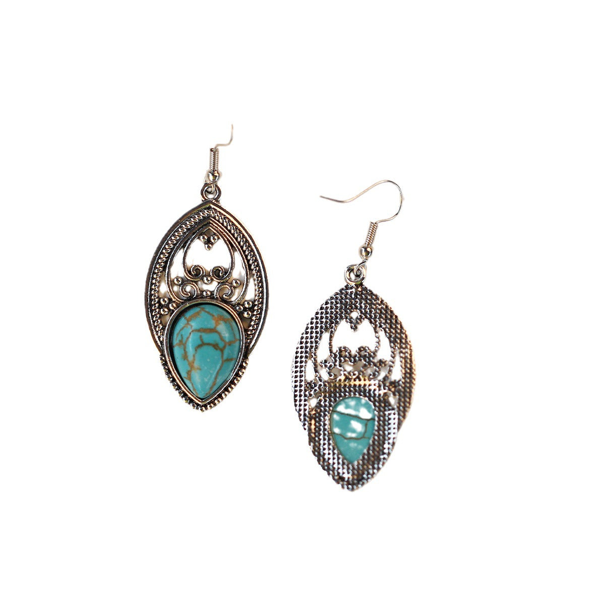 Wholesale Bohemian Ethnic Style Blue Turquoise Water Drop Earrings