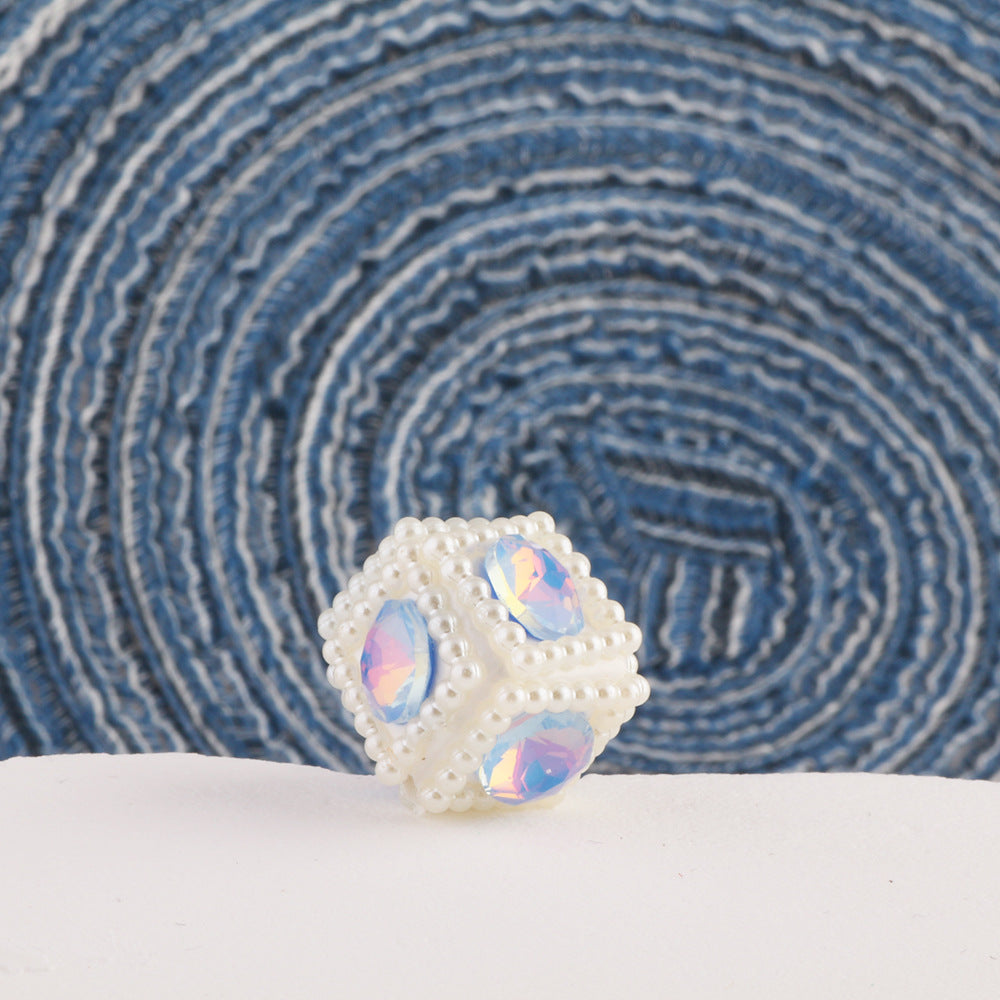 Wholesale  DIY 6pcs Diamond-encrusted  Square Crystal Soft Pottery Diamond Ball Straight Hole Beads  Mobile Phone Chain Key Chain