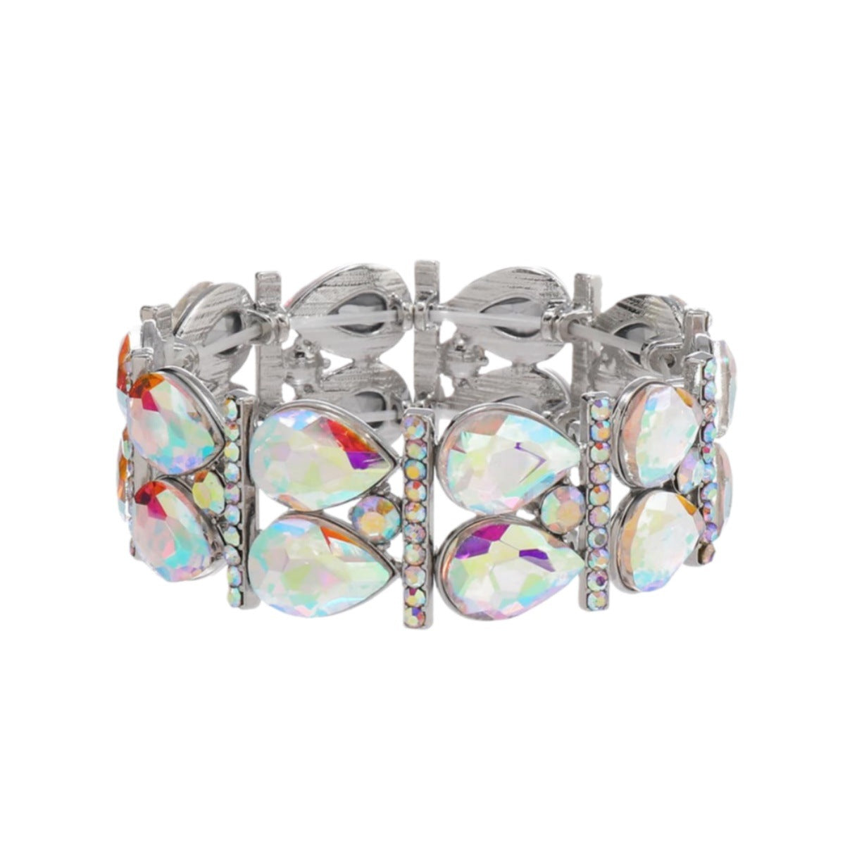 Wholesale Alloy Electroplated Elastic Bracelet AB Color Rhinestone European American Style Women S Fashion Jewelry Accessory