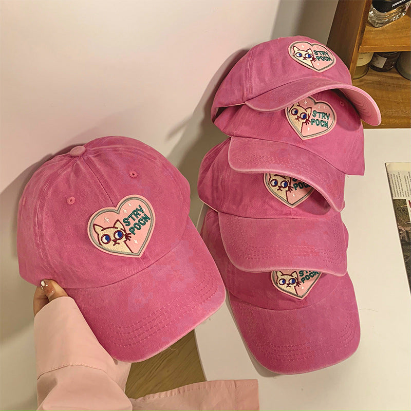 Wholesale Pink Heart Soft Top Cute Cat Baseball Cap