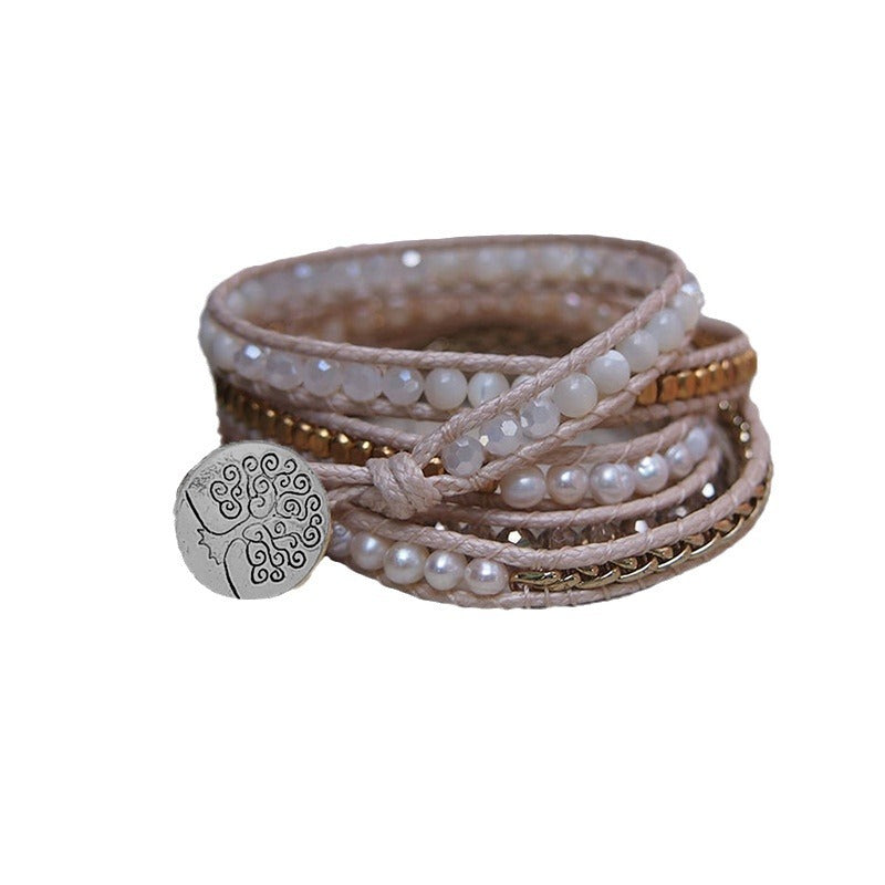 Wholesale Multi-layer Freshwater Pearl Wrap Crystal Bracelet