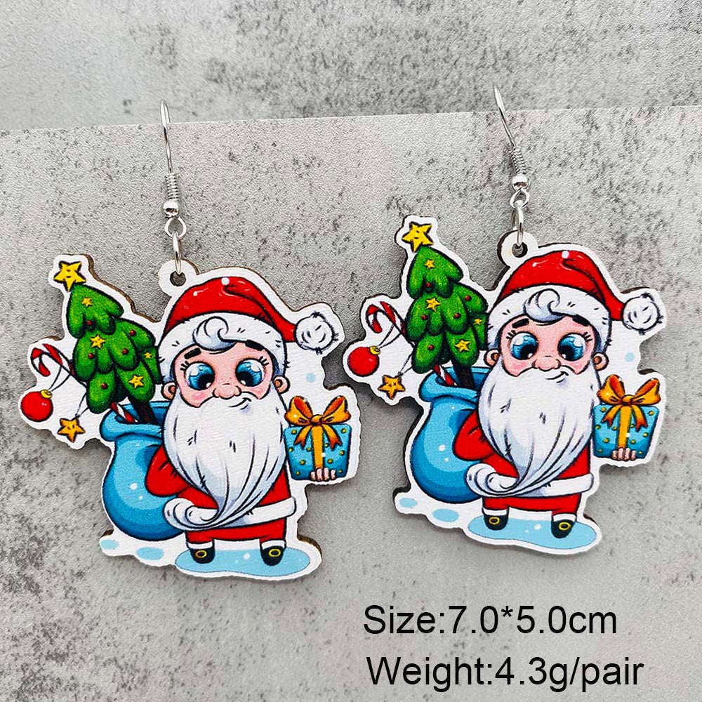 Wholesale Red Car Skateboard Santa Wooden Earrings Christmas