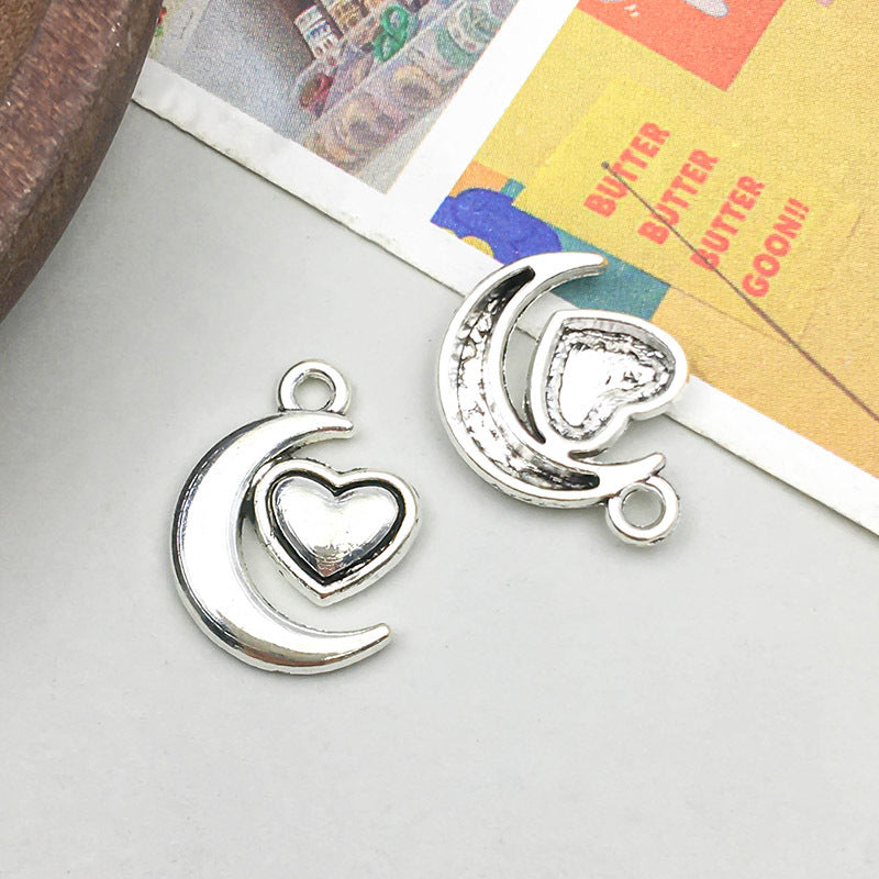 Wholesale Antique Silver Alloy Retro Simulation Star, Moon, Sun DIY Pendant