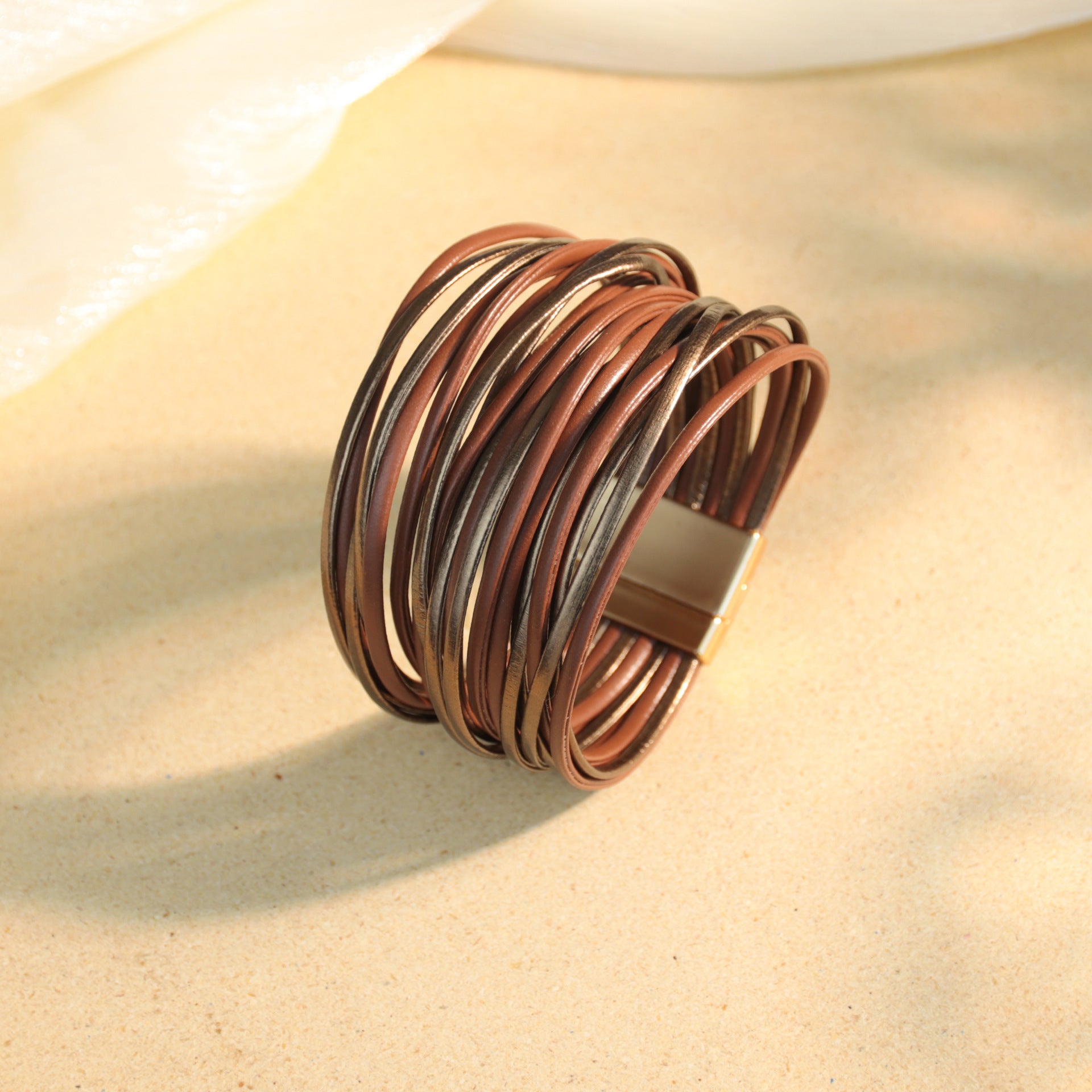 Wholesale Multi-layered gradient color-blocking magnetic clasp Layered Bracelet Set