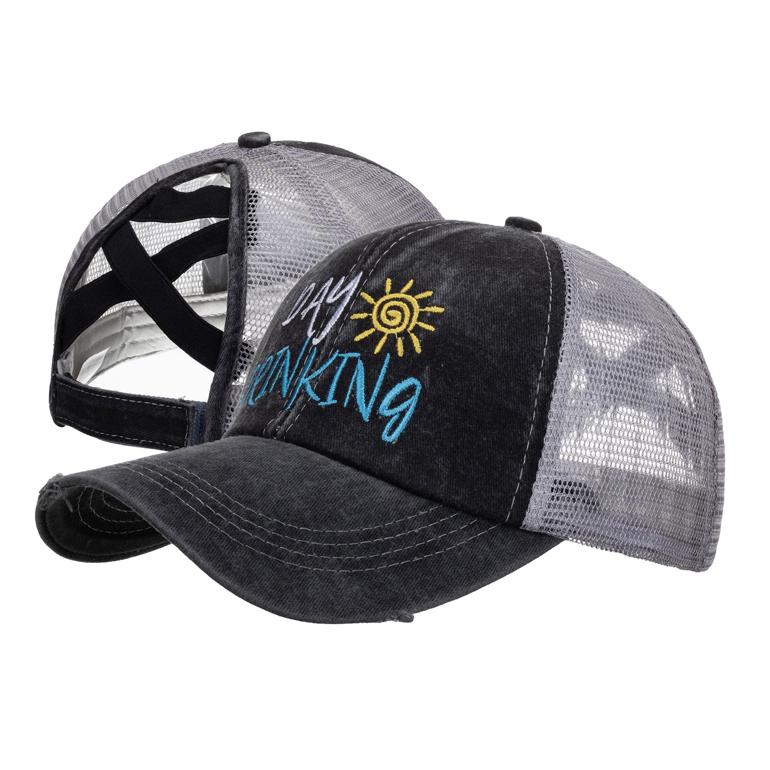 Wholesale Letter Embroidery Cross Stripe Mesh Baseball Cap