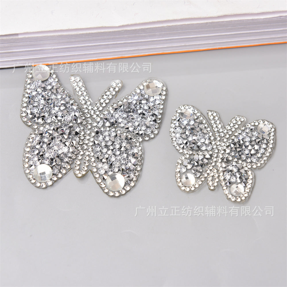 Wholesale 10pcs Butterfly rhinestone hot stamping embroidery DIY Patches