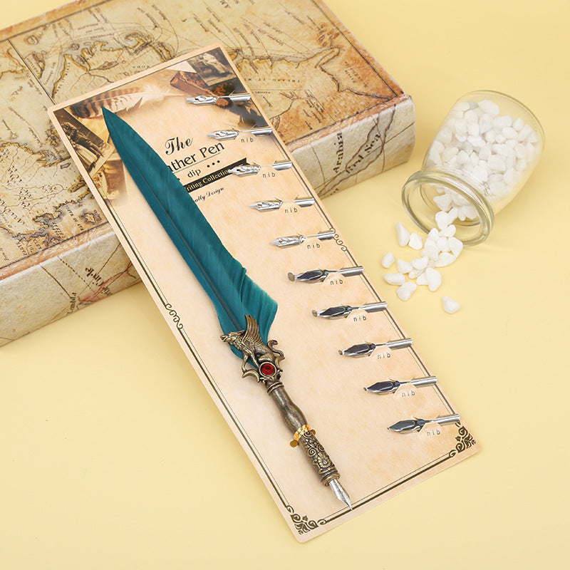Wholesale Vintage Engraved Feather Dip Pens