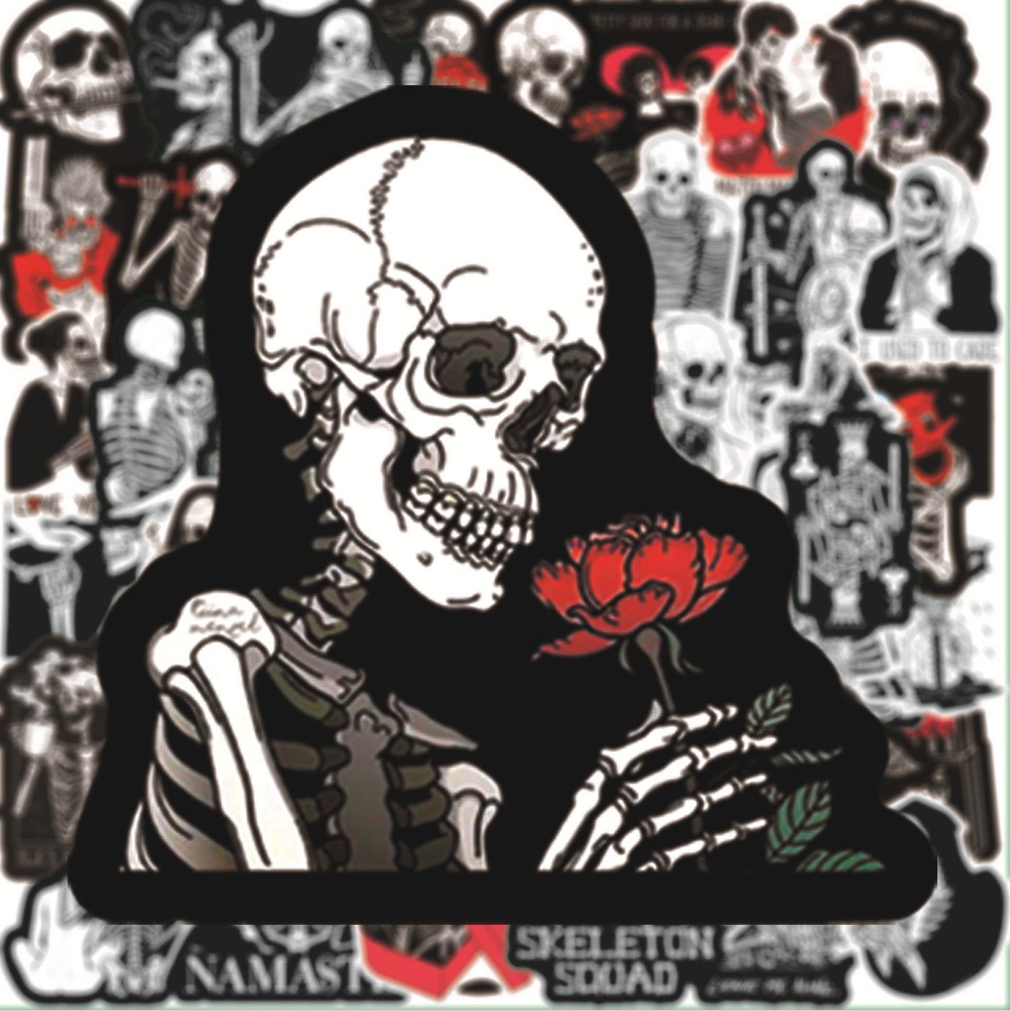 Wholesale PVC Waterproof Self-adhesive Red and Black Skull Graffiti Stickers