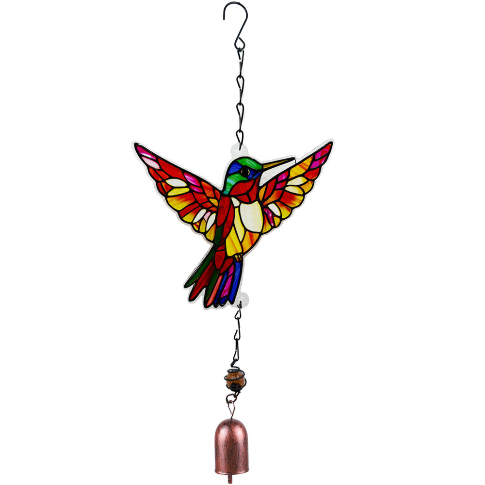 Wholesale Glass Hummingbird Wind Chime Diamond Glass Garden Courtyard Bell Pendant