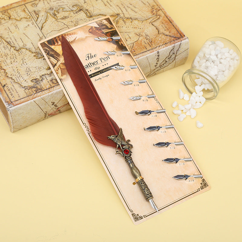 Wholesale Vintage Engraved Feather Dip Pens