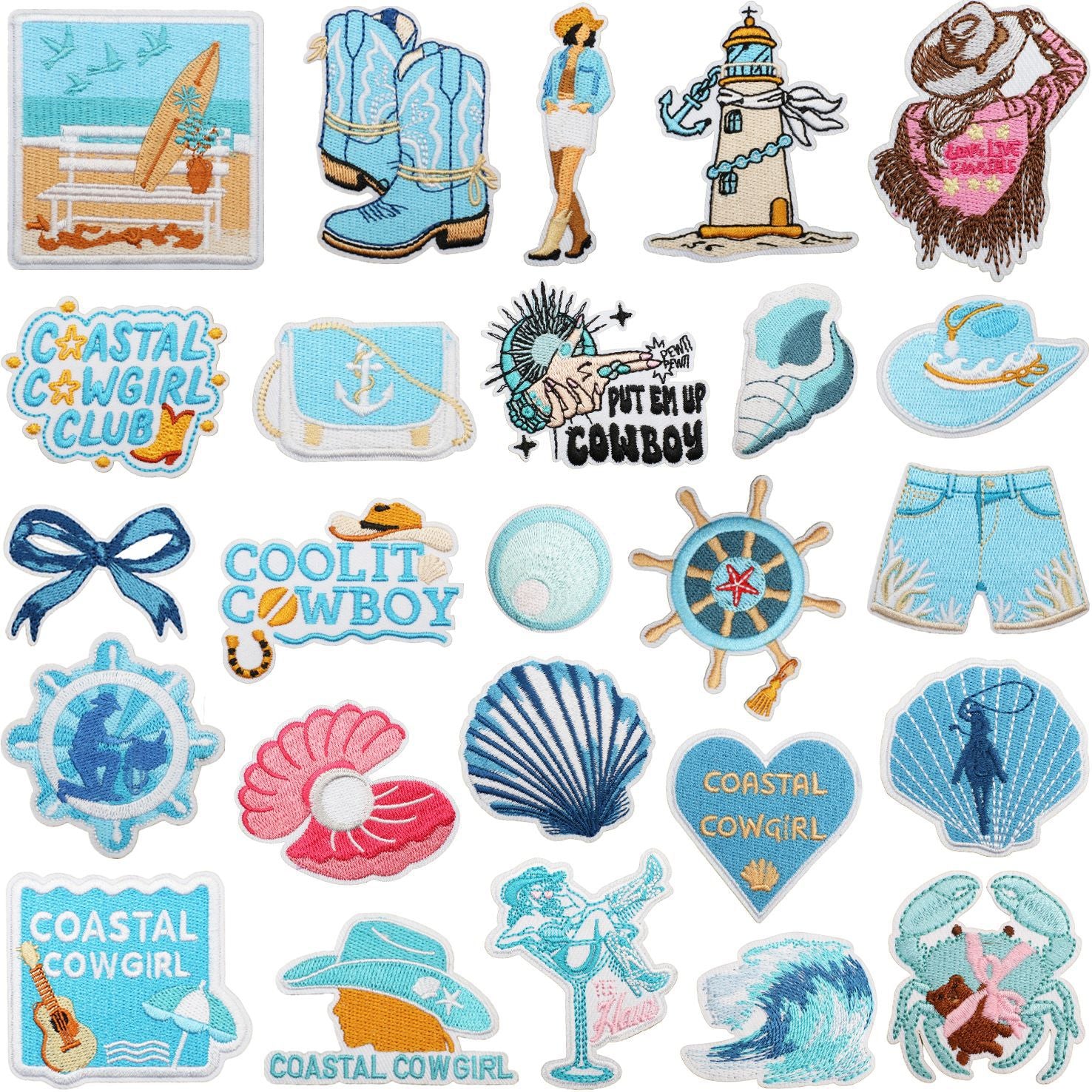 Wholesale Western Cowboy Shell Embroidered Patch Polyester Heat Transfer Applique For Clothing Casual Decorative Accent And Resale