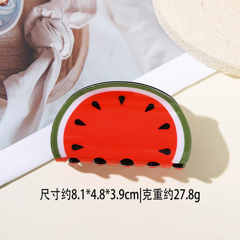 Wholesale PVC Korean Style Fruit Hair Clips Cute Lemon Strawberry Claw Clip For Everyday Styling Gift