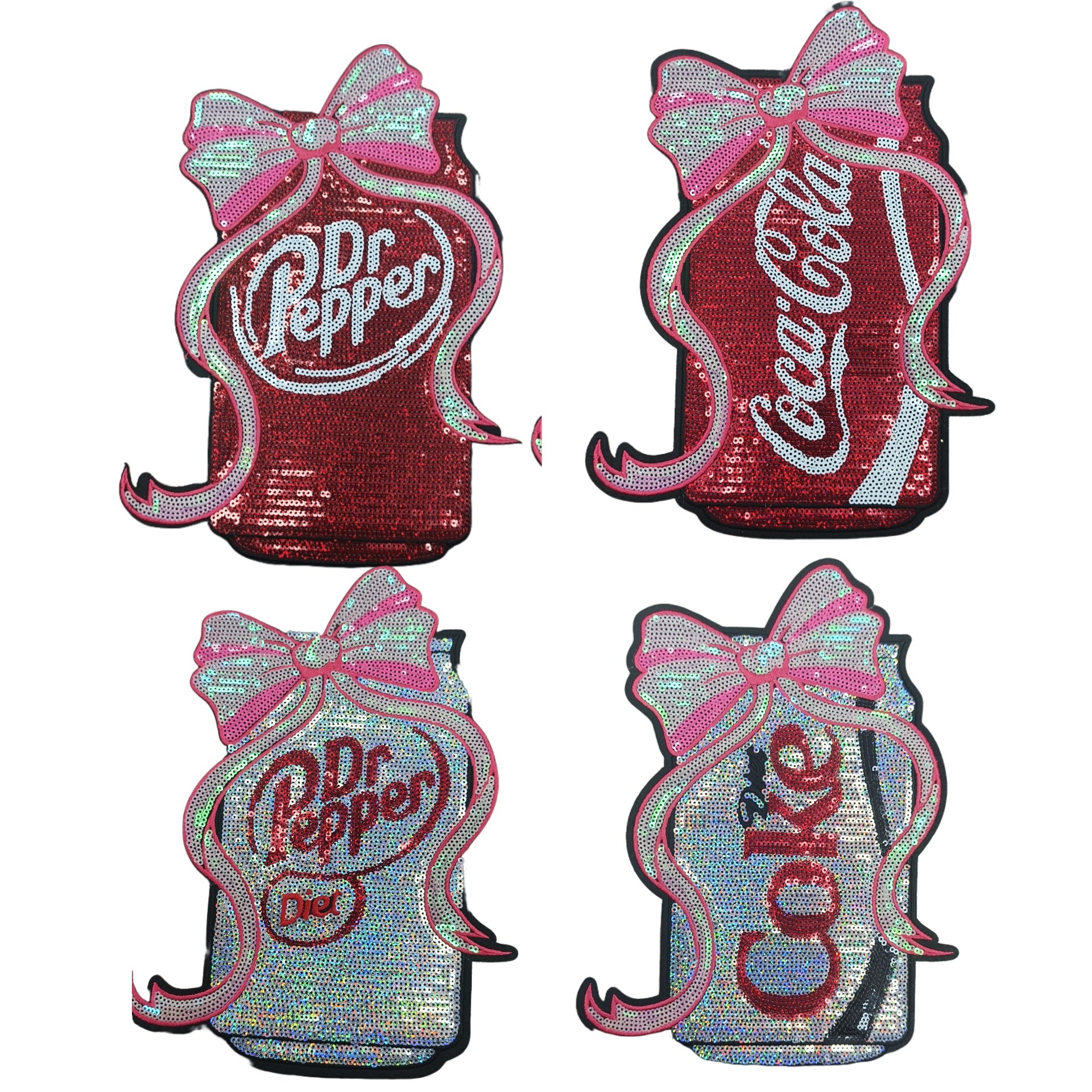 Wholesale Trendy Sequin Embroidered Soda Can Patch OLY ExclusiveWith Bow DIY Craft Supply For Coats And Bags