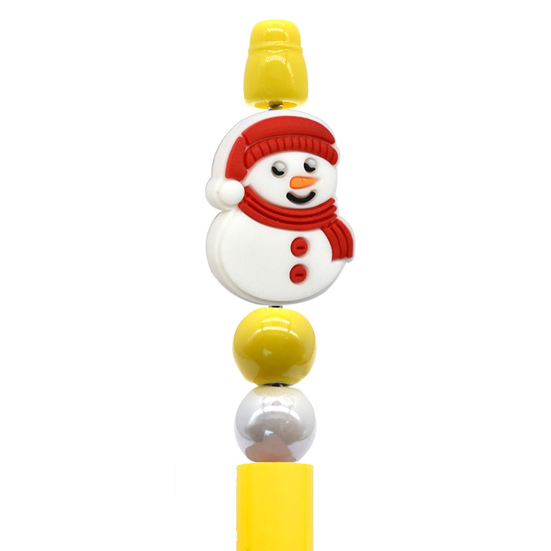 Wholesale Random 100pcs Cartoon Christmas Gingerbread Man Snowman PVC Soft Rubber Beads