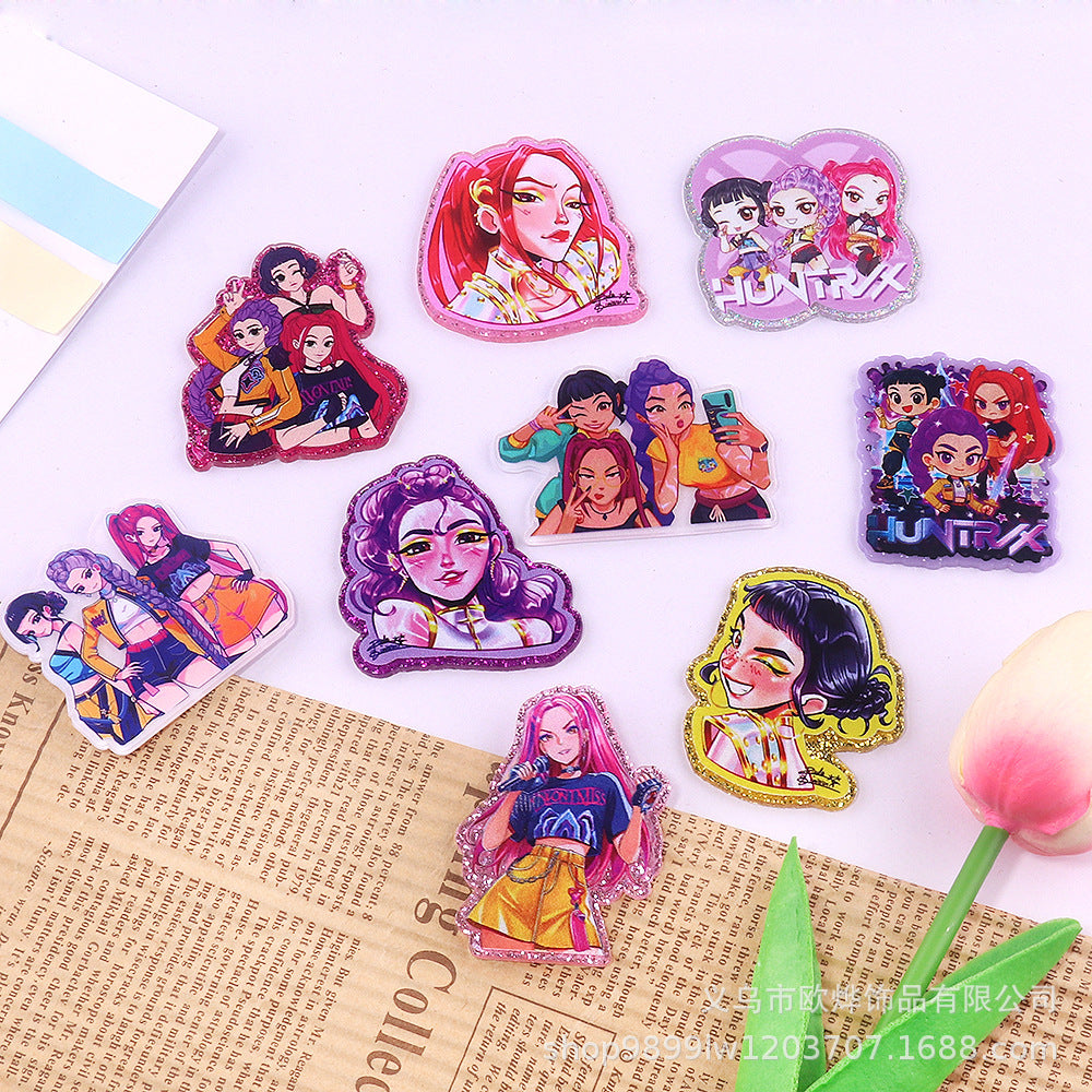 Wholesale 10pcs/ pack Cartoon Girl Cute Acrylic Pin Cute DIY Accessories