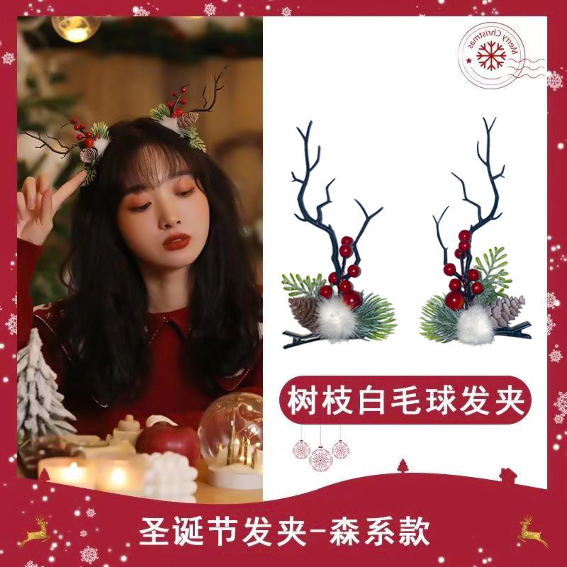 Wholesale Christmas Cute Antler Elk Glowing Plastic Hairpins