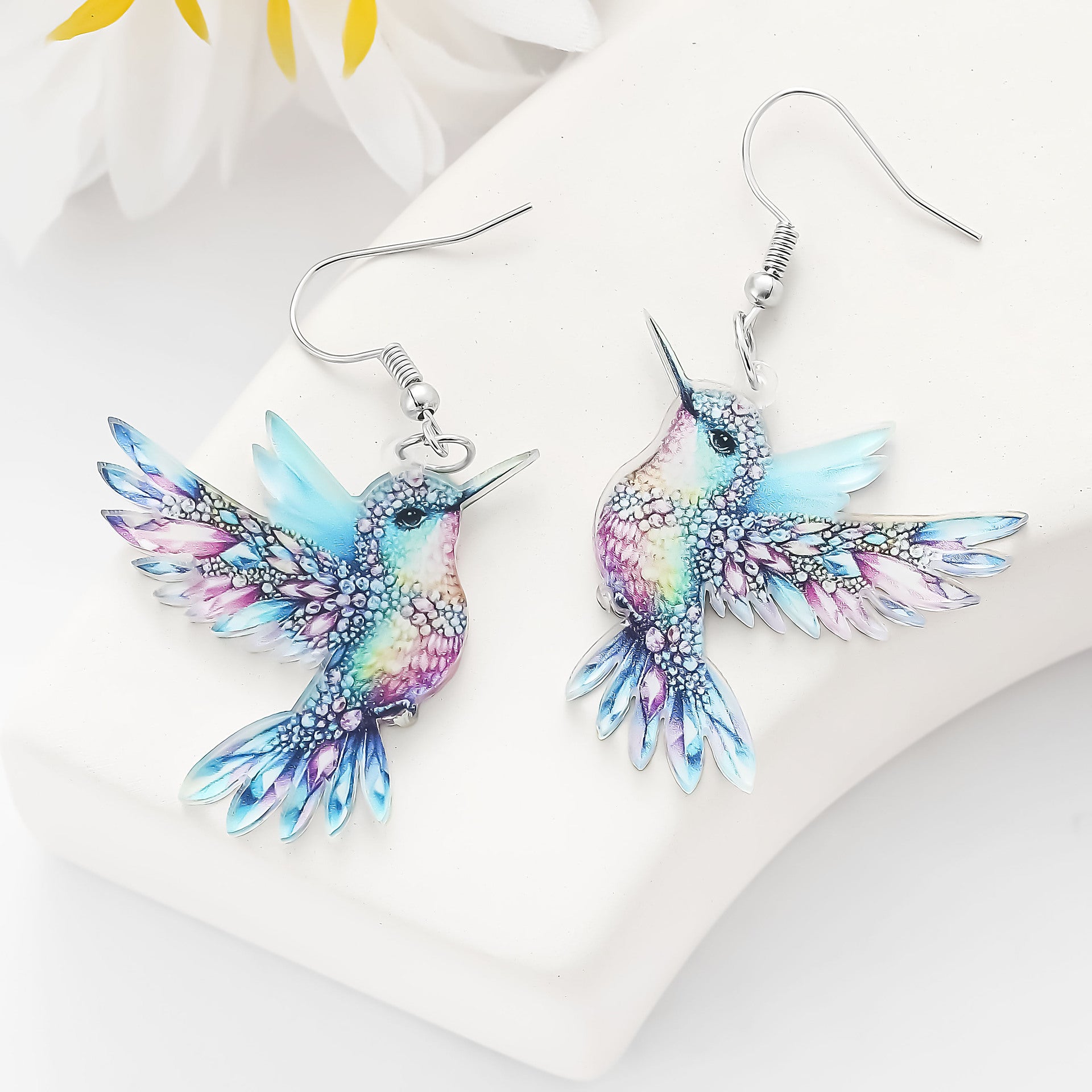 Wholesale Acrylic earrings colorful hummingbird earrings