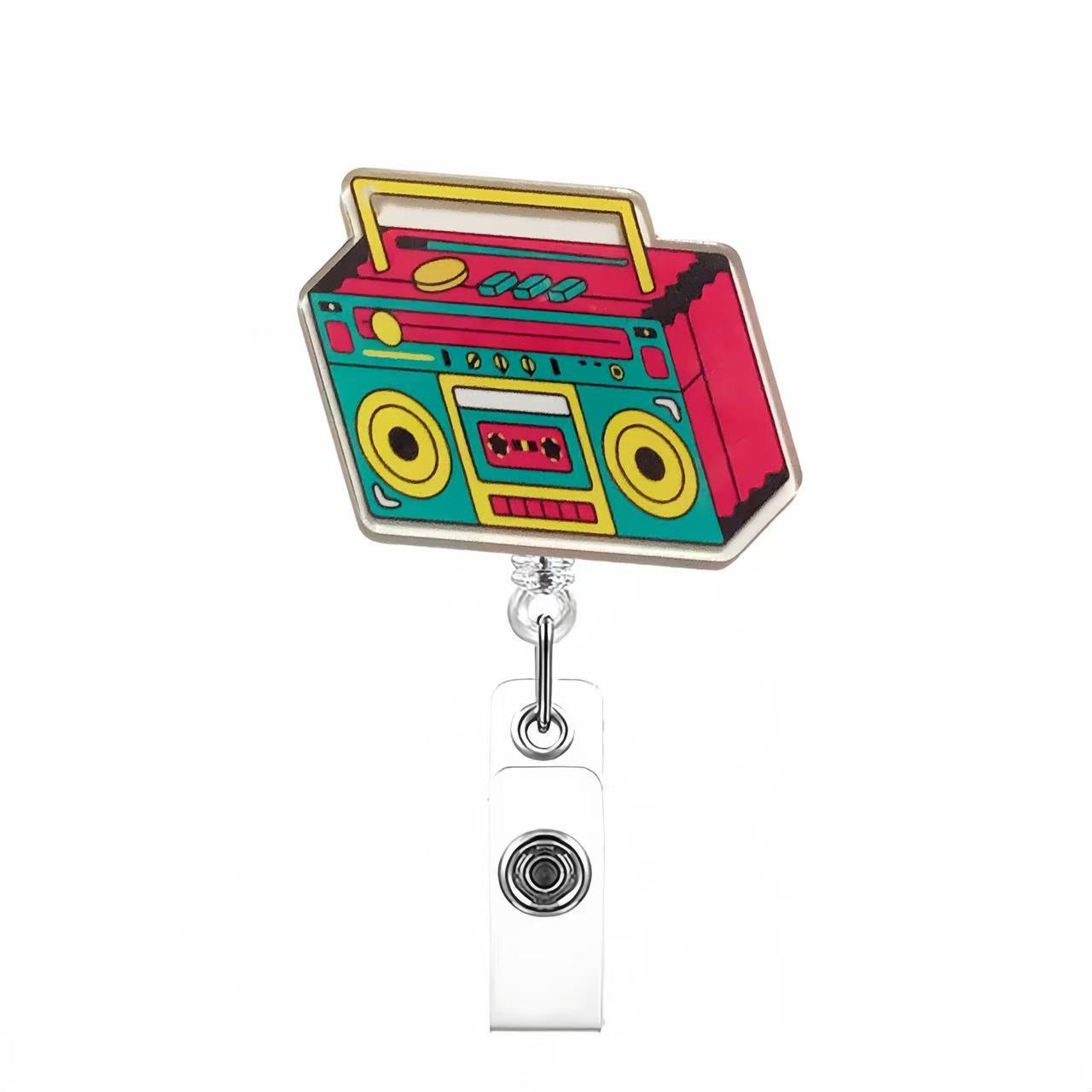 Wholesale Retro style acrylic name tag with telescopic buckle Badge Reels