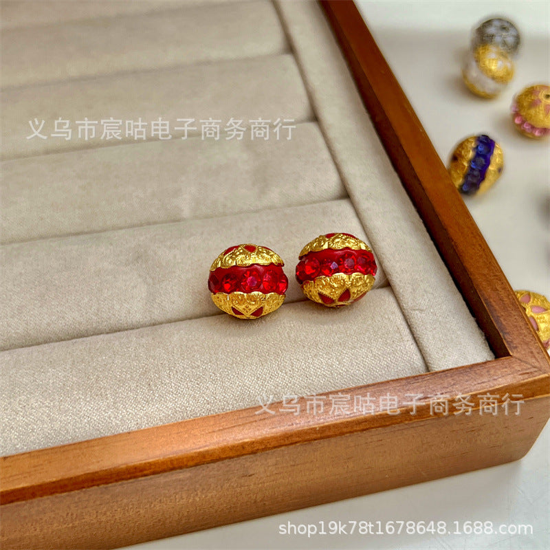 Wholesale 10pcs diamond-encrusted flower ball clay with crystal beads