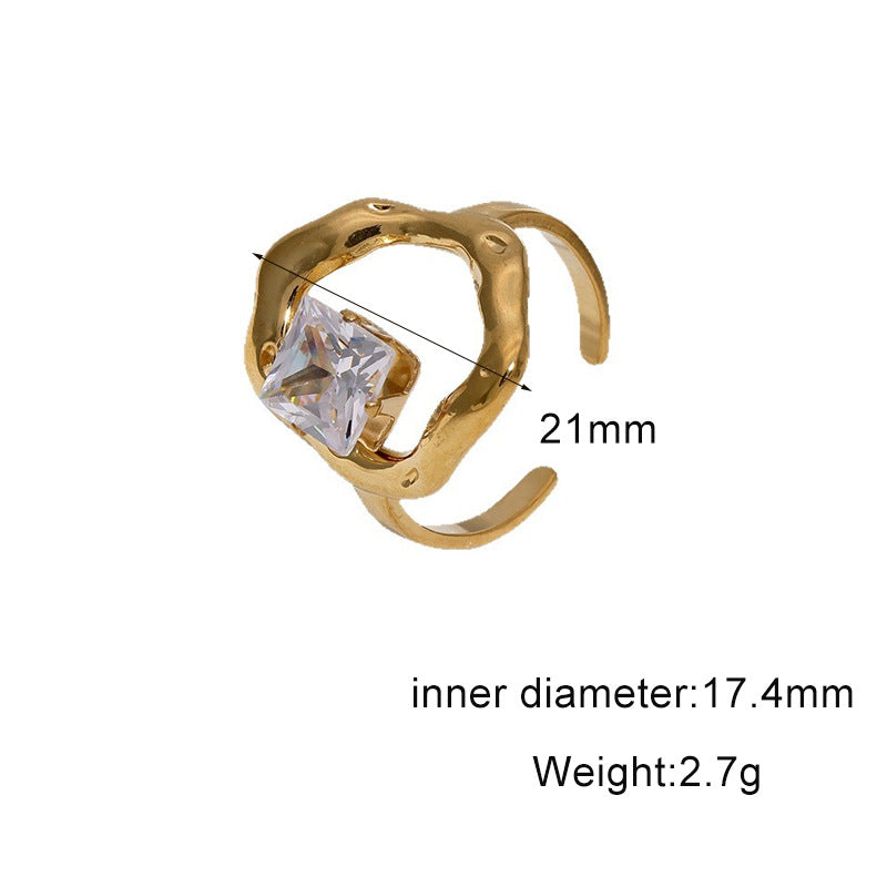 Wholesale Diamond-Set Titanium Steel Open Ring