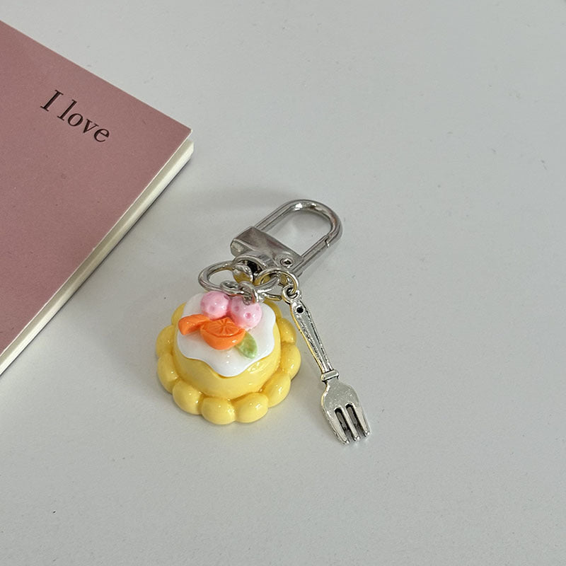Wholesale Small Dessert Cake Metal Fork Keychain