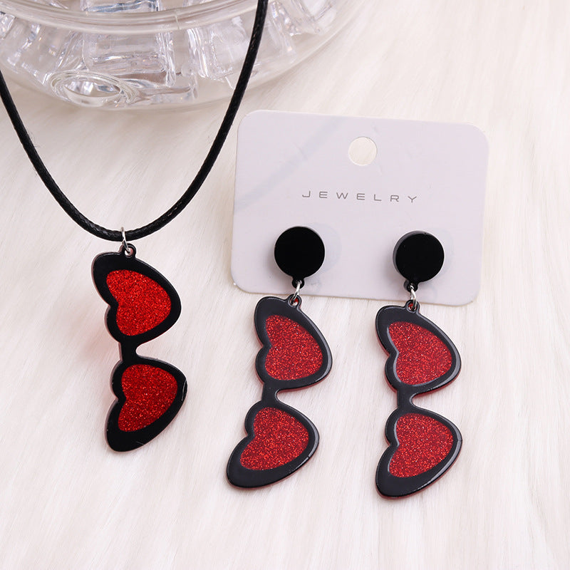 Wholesale Valentine's Day love sunglasses women's earrings autumn and winter earrings simple personality acrylic suit earrings