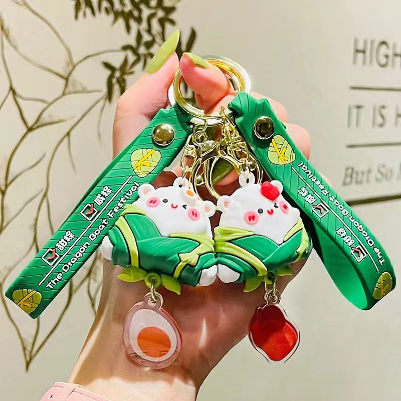 Wholesale Cartoon Creative Lovely Zongzi PVC Keychains