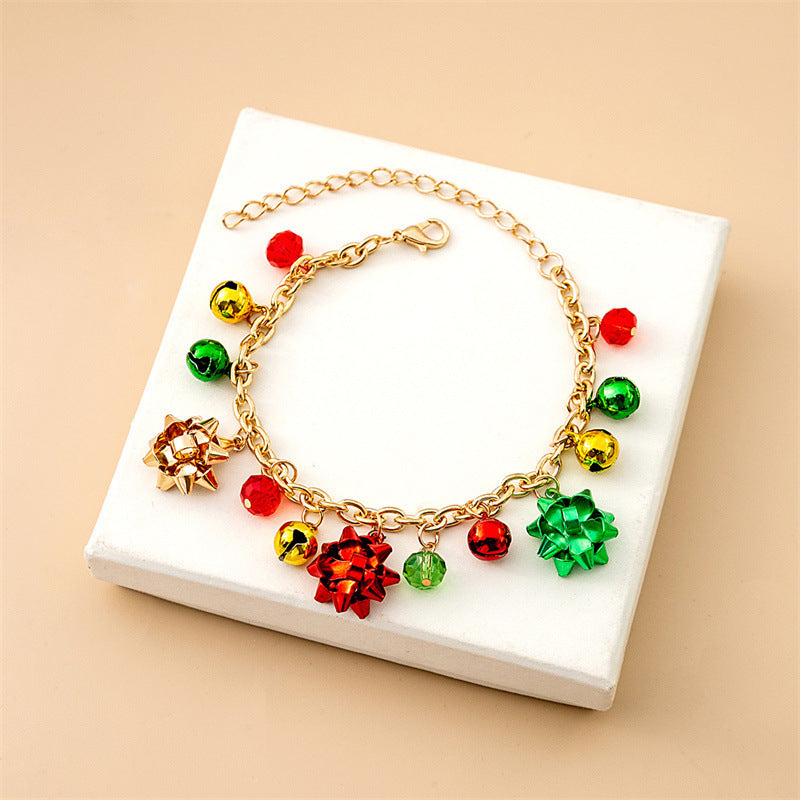 Wholesale Christmas Elk Bell Bracelet Cartoon Oil Dripping Adjustable Candy Cane  Alloy Bracelet