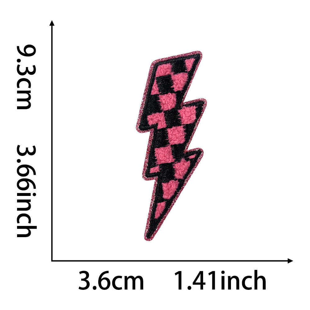 Wholesale Polyester Glitter Edge Iron On Embroidered Patch With Lightning Design For Casual Shoes And Hats