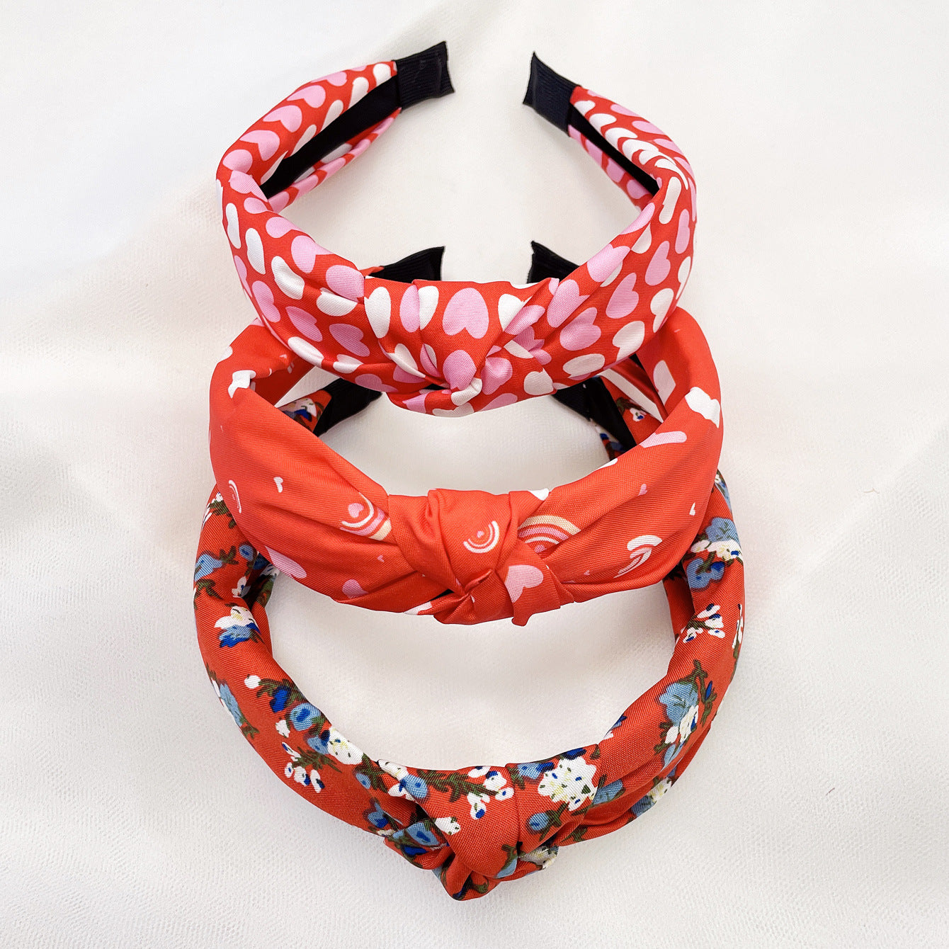 Wholesale Valentine's Day love flowers Leopard fabric knotted hair band hair accessories