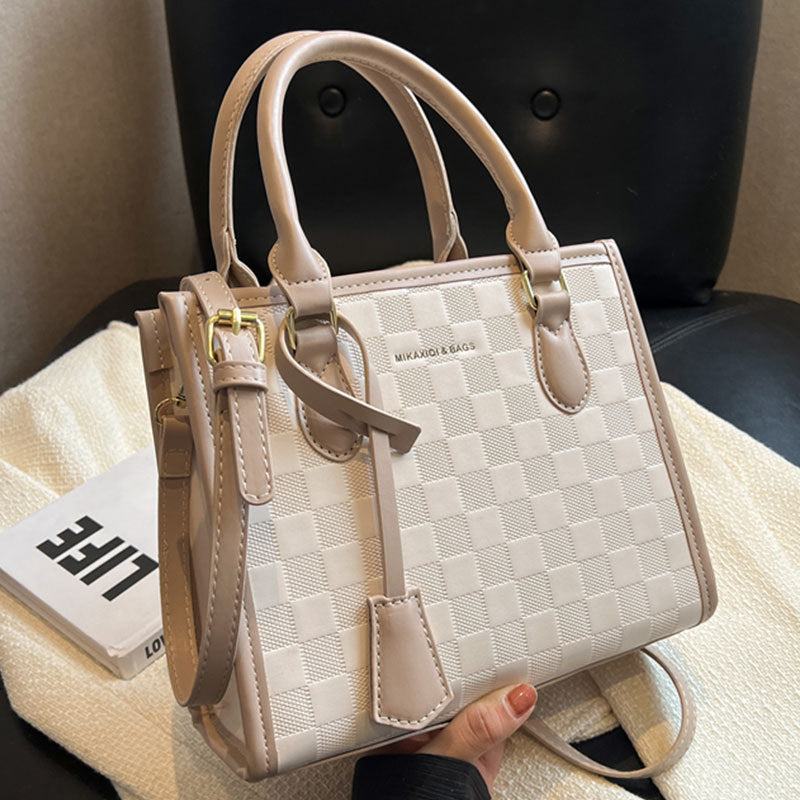 Wholesale Plaid Simple PU Large Capacity Shoulder Tote Bag