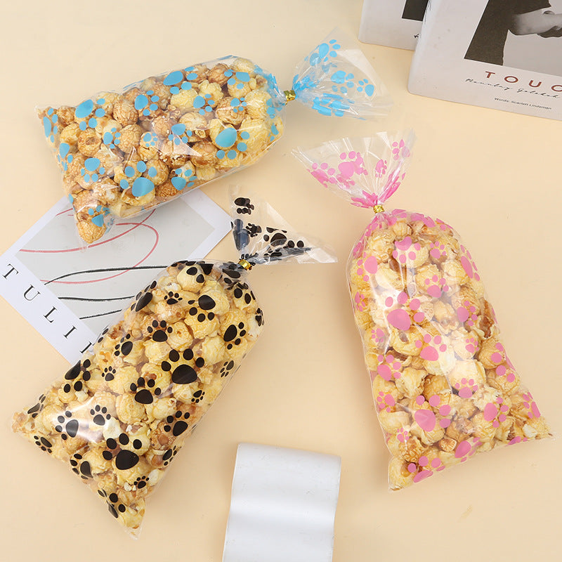 Wholesale Cartoon Puppy Claw Printed Transparent Candy Bag Food Sealing Tie Silk Bag
