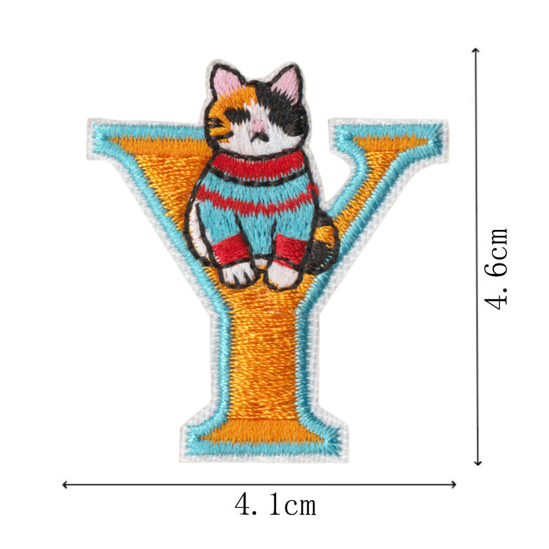Wholesale 26Pc Embroidered Cat Alphabet Patches With Adhesive Back For Clothing Bags Pet Apparel And Towels